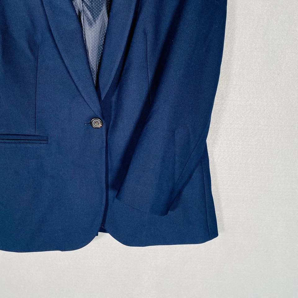 Blazer J Crew para mujer 8 azul mezcla de lana chaqueta de un solo pecho carrera Foto 3 de 4