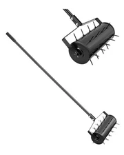 Rolling Lawn Aerator 18-inch Heavy-Duty Manual Rolling Aerator Lawn Black
