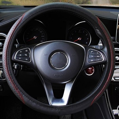 15in Universal Car Steering Wheel Cover Microfiber Leather Anti-Slip Breathable