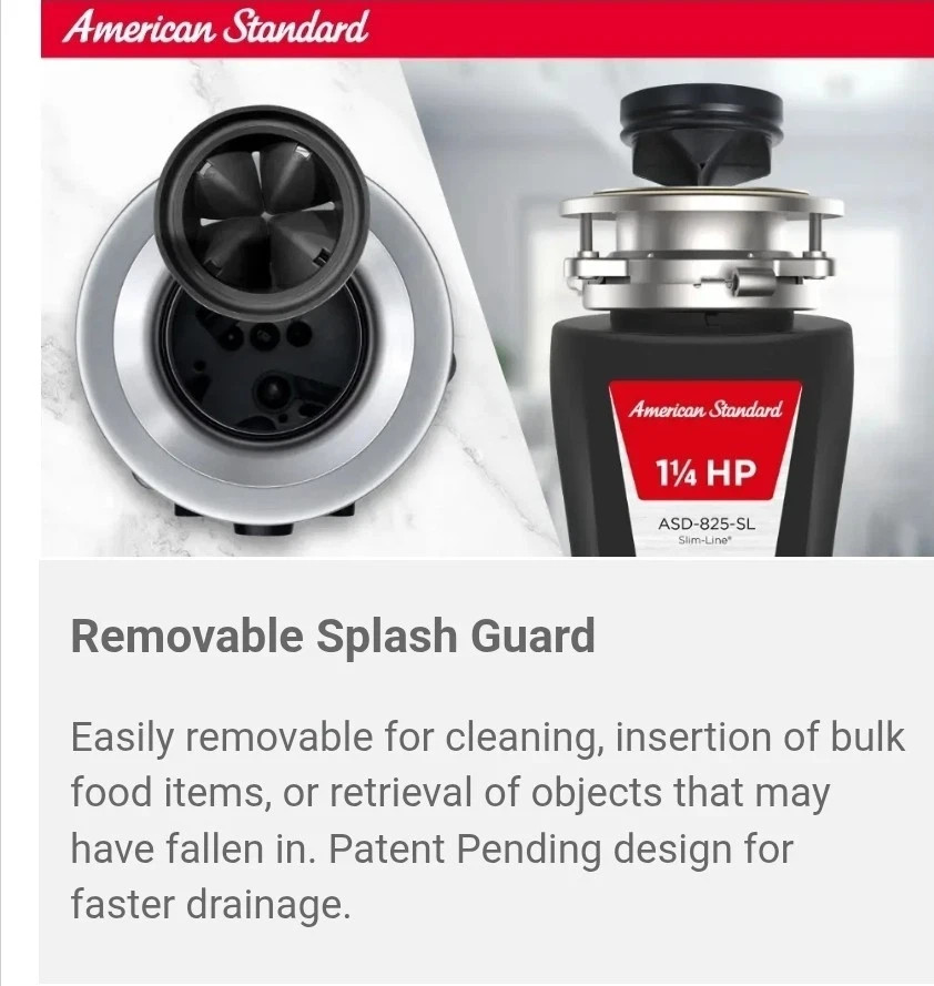 American Standard Slim Line 1.25HP Food Waste Disposer ASD-825-SL (Black)