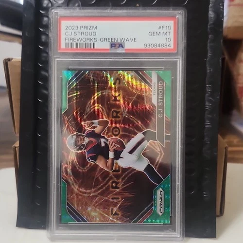 Panini 2023 Prizm Fireworks C.J. Stroud #F-10 Green Wave PSA 10 Texans Rookie