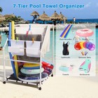 Yescom Poolside PVC Towel Rack Holder Heavy Duty 7 Bar Floats Storage Black Net — photo 6