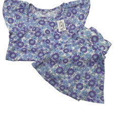 Children's Place Floral Girls 2PC Shirt and Skort Set, Blue/Purple Size 5-6, NWT