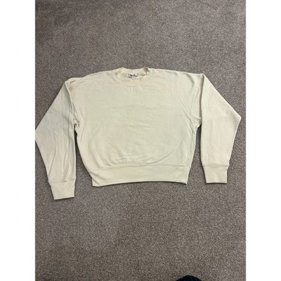 Uniqlo U Sweatshirt Womens Small Cream Excellent Cropped Boxy Crewneck Pullover