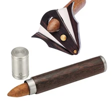 Galiner Travel Single Cigar Humidor Case Holder Wood Cigar Cutter Double Blades