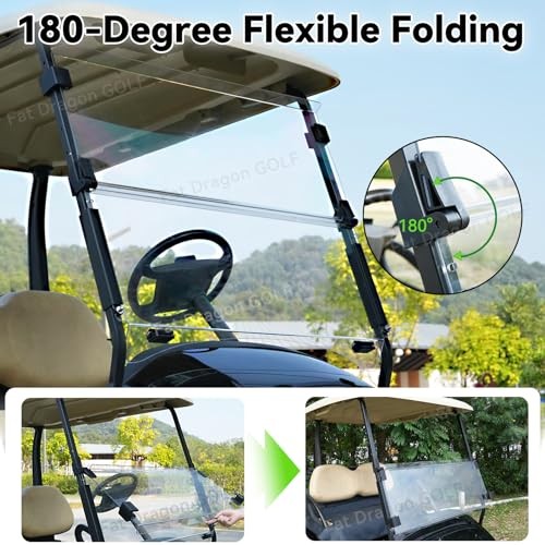 Golf Cart Windshield, Club Car Windshield with all Windshield Clips, Fold Clear - Picture 4 of 7