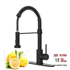 Black Kitchen Faucet with Pull Down Sprayer, High Arc Spring 304 Matte Black