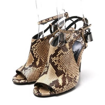 TOM FORD W1933T Python Pattern Ankle Strap Mule High Heel Sandals Size 37 1/2 Be