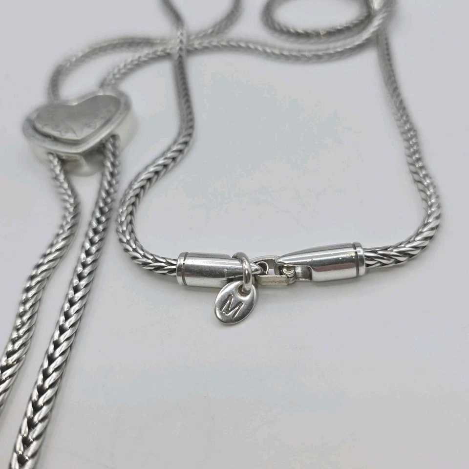 Brighton Eliza Heart Bolo Necklace Silver Slide Lariat Wheat Chain 38" Adj - Image 3 of 4