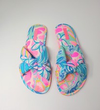 Lilly Pulitzer Pool Slippers Women  s Sea Glass Rainforest Retreat L/XL