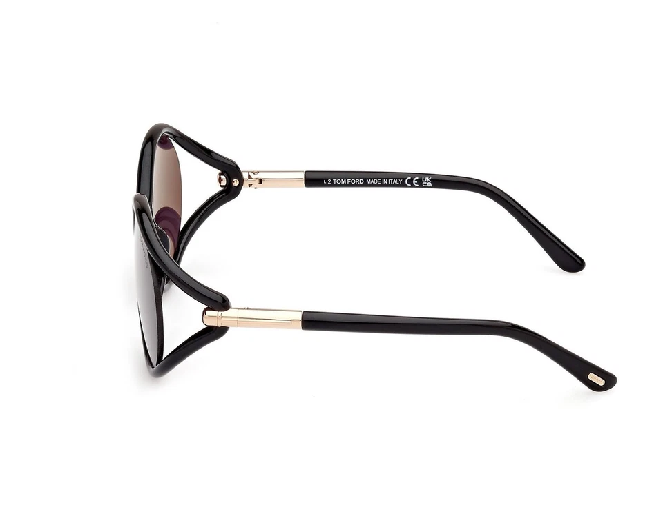 Gafas de sol Tom Ford FT 1090 01A brillantes negras de plástico ovaladas lentes de humo Foto 3 de 3