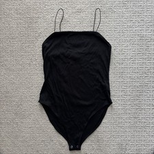 Wild Fable Black Spaghetti Strap Bodysuit Womens Medium Snap Bottom