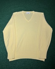 Christian Dior Vintage V Neck Sweater 80s 90s Yellow Designer Large USA Made