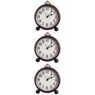  3 Pcs Mantel Clocks for Living Room Retroalarm Decoration Vintage Desktop