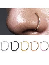 Multicolor Non Piercing D-Shape Nose Ring Clip Stainless Steel