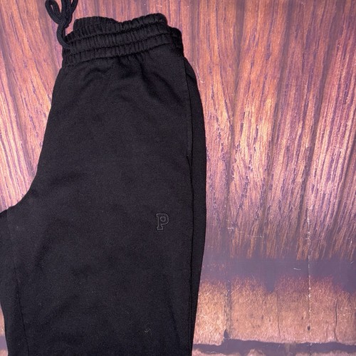 VS PINK Joggers Womens Medium Sweatpants Victoria’s Secret Black Wide Leg Logo - Picture 3 of 24