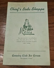 Vintage 1940s Chief's Soda Shoppe Menu Shop Diner Fountain Restaurant 