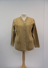 Roman Original Ladies Caramel Embroidered Cardigan Size M (42" Chest)