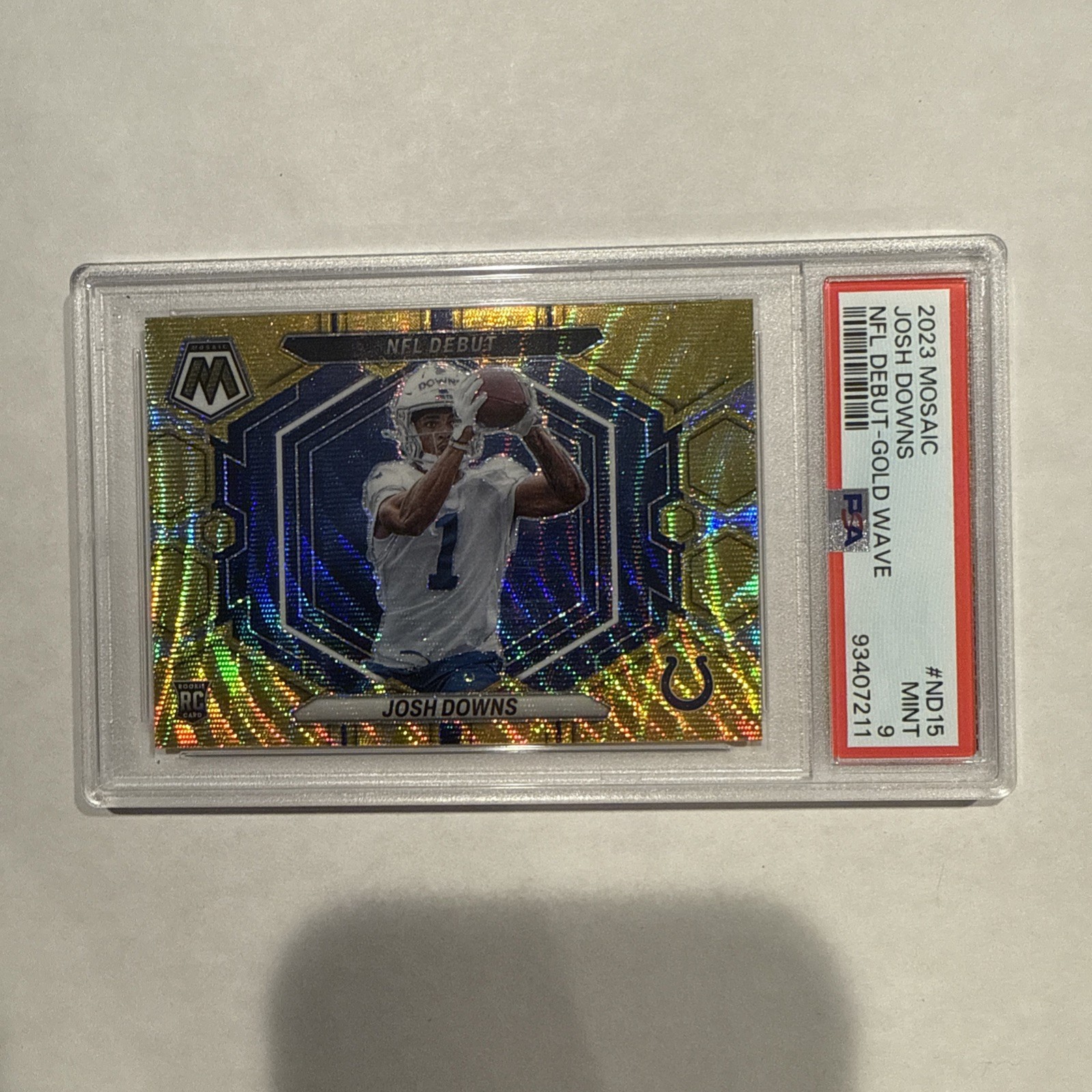 2023 Panini Mosaic Debut Gold Wave Prizm Josh Downs /17 PSA 9 NFL Rc Colts