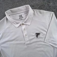 Atlanta Falcons Cutter & Buck Golf Polo Dri Fit Shirt White Mens Size L NWOT