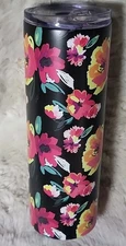 Modern Expressions Floral Print Metal Tumbler Travel Cup 21.6 fl oz 