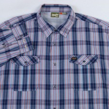 HOWLER BROS PERFORMANCE H-BAR-B BLUE RED PLAID WESTERN PEARL SNAP LS SHIRT XL