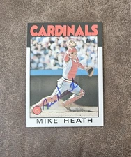 1986 Topps Traded #46T Mike Heath St Louis Cardinals On Card Autograph