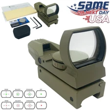 Red or Green Dot Holographic Reflex Sight Tactical - 4 Reticles 20mm Rails D4RGT