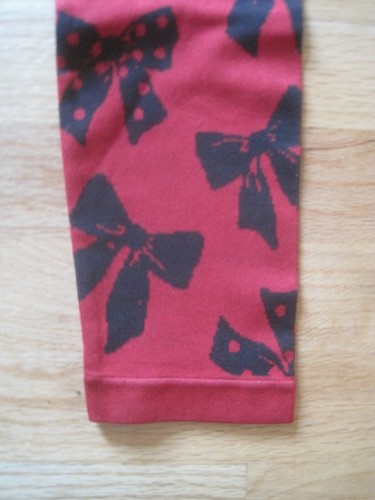 Girl BLACK BOWS red ribbed stretch leggings pants NWT 7 8 9 10 XMAS HOLIDAY - Picture 3 of 4
