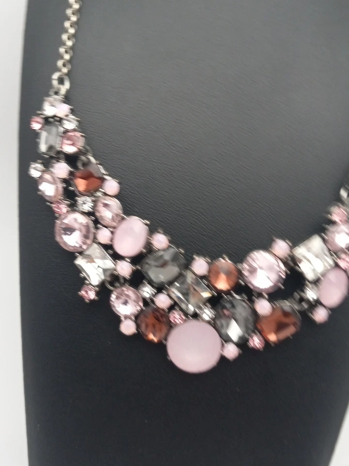 Collar de Piedras Premier Designs Vintage Tono Plata Rosa Púrpura Gris Foto 3 de 4