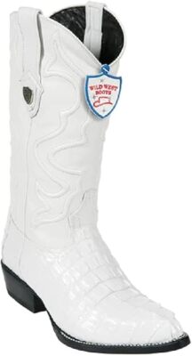 WILD WEST WHITE CAIMAN CROCODILE TAIL WESTERN COWBOY BOOT J-TOE (EE+) 2990128