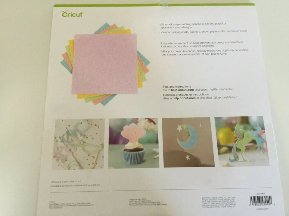 Cricut Glitter Cardstock 12" x 12" Pastel Sample 10-Sheets 5-Colors New - Image 3 of 4