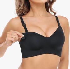 Momcozy Nursing Bras for Breastfeeding, MYN01 Comfort Support Seamless, Large