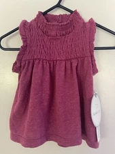 Koala Kids Baby Girls Marled Smocked Polyester Blend Sleeveless Top Magenta 0-3M