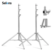 2PCS 9.2ft Heavy Duty Light Stand Tripod Stainless Steel Spring Damped