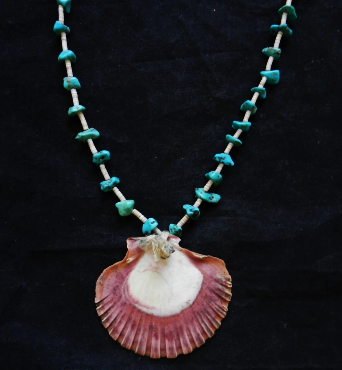 Antique Santo Domingo Spiny Oyster Shell Turquoise Heishi Necklace
