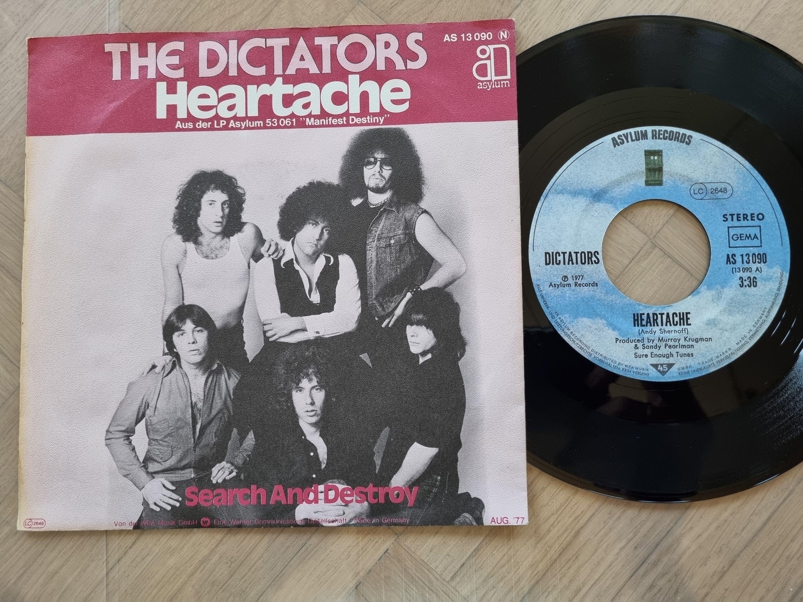7"" Single The Dictators - Heartache Vinyl Germany