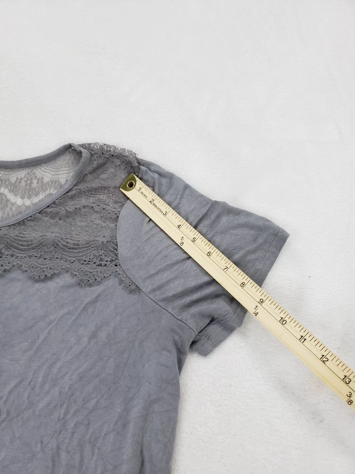Lane Bryant Top Women Plus 18/20 Gray Lace Loose Fit T-shirt Boho Stretch - Image 4 of 4