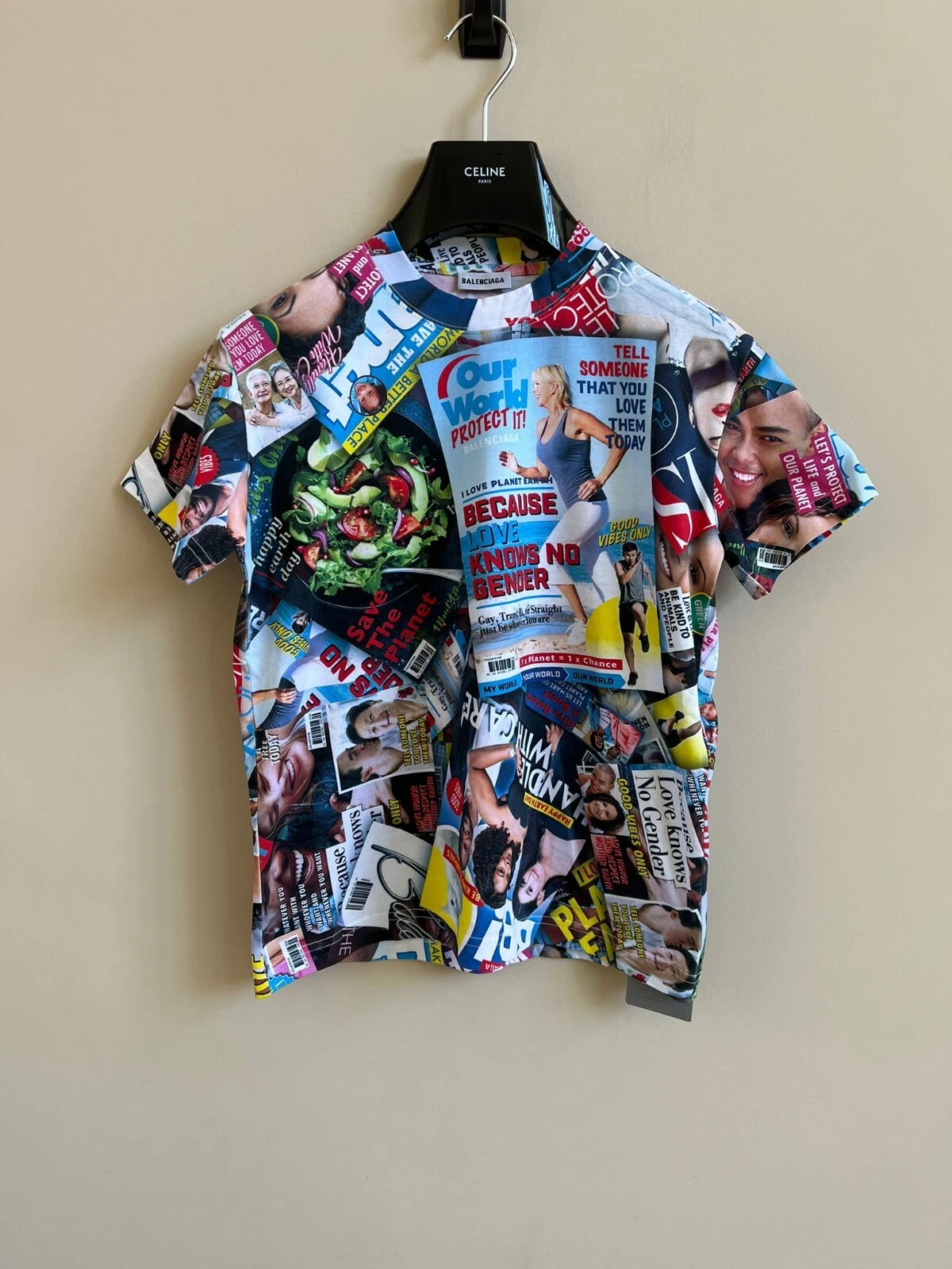 Balenciaga Magazine Stampa All Over Shirt NUOVA CON ETICHETTE M