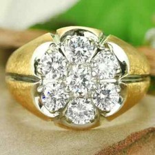 Mens 1.50CT Round Cut Moissanite Cluster Enga...