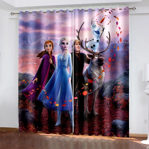 Niños Anna Elsa Princesa Opacas Cortinas Ojales 3D Cortina Cortina Regalo - Imagen 9 de 19