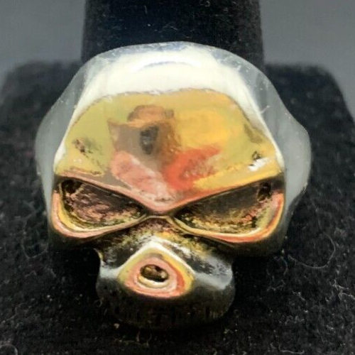 Vintage Antique Silver Tone Skull Ring - Size 11.5