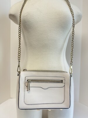Rebecca Minkoff Avery Bag Ivory Textured Leather Chain Shoulder Crossbody Strap