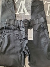 F&F schwarz Leder PVC glänzend Look Stretch Jeans Jeggings Hose Alter 13-14 Jahre