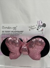 THE CREME SHOP Disney Minnie Mouse Pink Sequin Plushie Spa 3D Teddy Headband