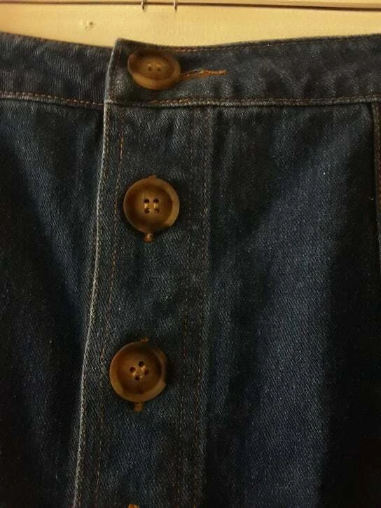 Falda DOTTI Mujer Talla 10 Azul Denim Algodón Informal Botón Frontal Foto 3 de 4