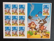 Road Runner & Wylie E Coyote 2000 US Scott #3391 Sheet of 10 33 Cent Stamps MNH