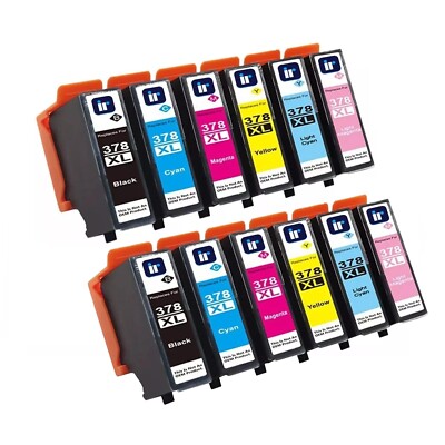 12x Nicht-OEM 378XL CMYK/LM/LC Tintenpatronen für Epson XP8500 XP8505 XP8605 XP8700