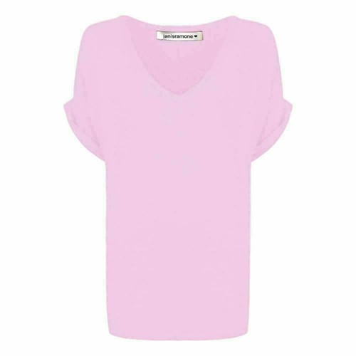 Women Ladies Baggy Oversized Loose Fit Turn up Batwing Sleeve V Neck Top T shirt - Photo 8/24