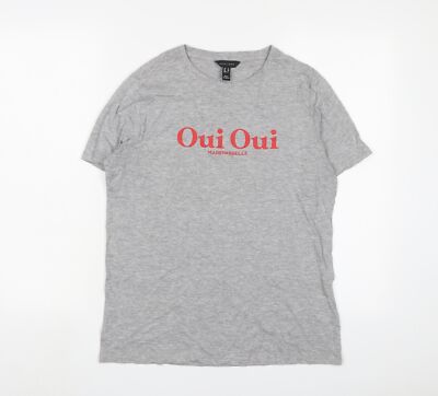 New Look Damen Grau Baumwolle Basic T-Shirt Größe 10 Rundhalsausschnitt   Oui Oui